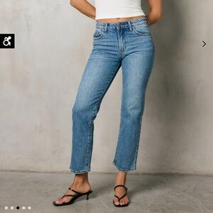 BOHME Medium Wash High Waisted Distressed Straight Leg Denim Jeans Size 25